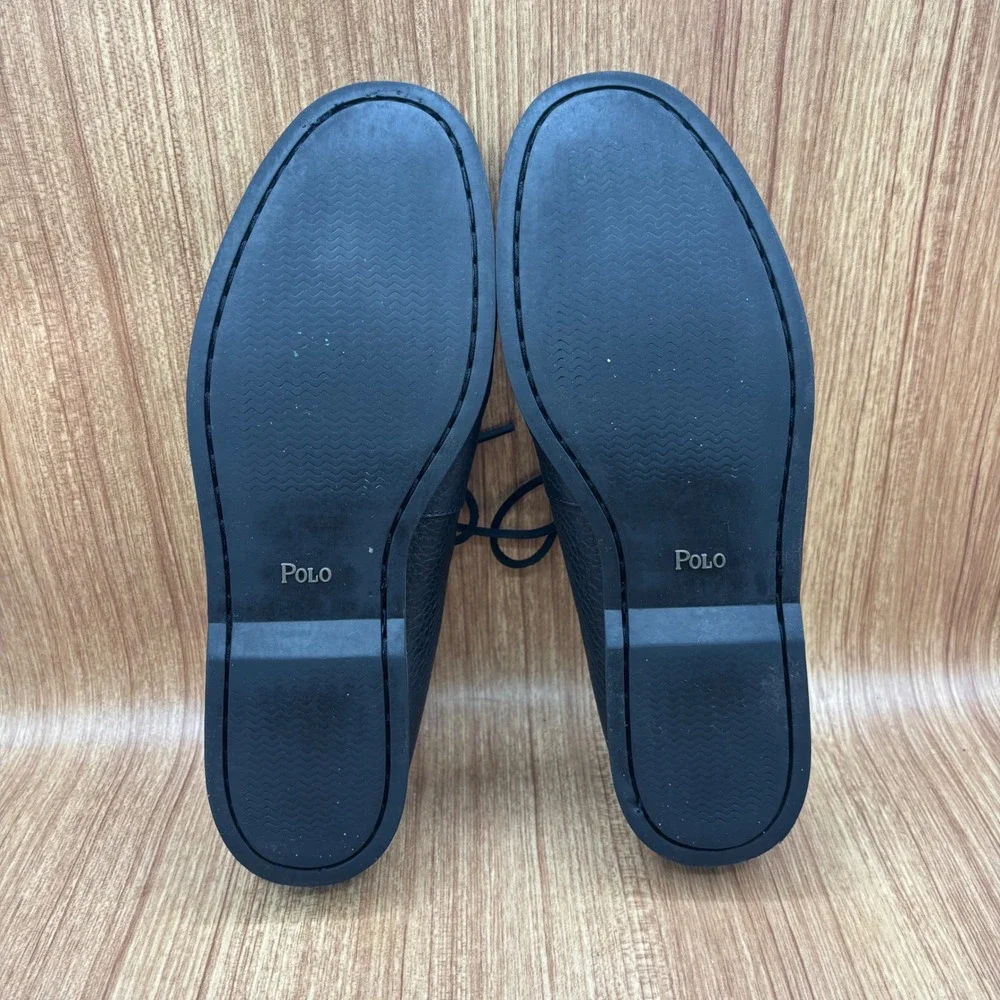 Polo Ralph Lauren Bienne Boat Shoes Mens Black Excellent 11D Pebbled Leather